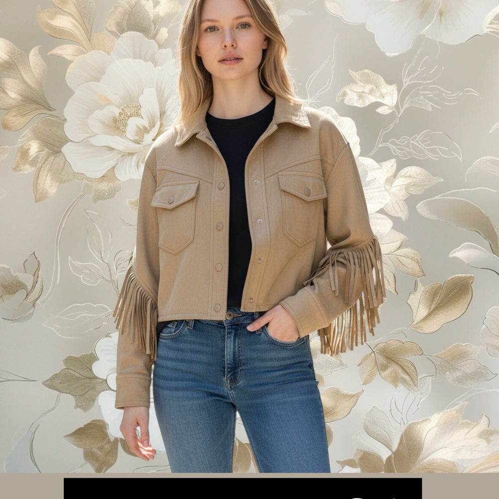 Vintage Forever 21 Tan Fringe Utility Jacket new without tags - Picture 5 of 9